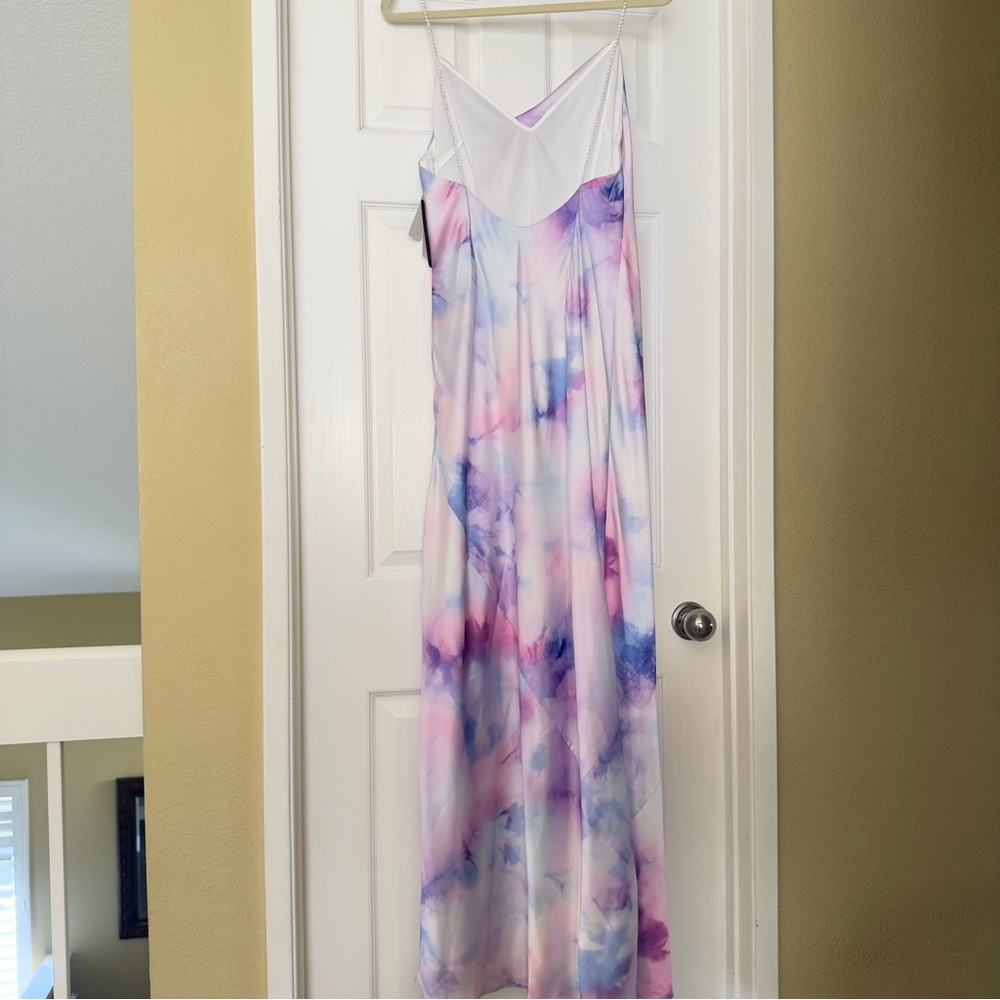 Aidan by Aidan Mattox Pastel Tie-Dye Cowl Neck Maxi Dress Gown Size 6 NWT - Picture 9 of 16